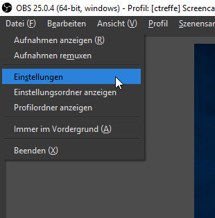 OBS Einstellungen