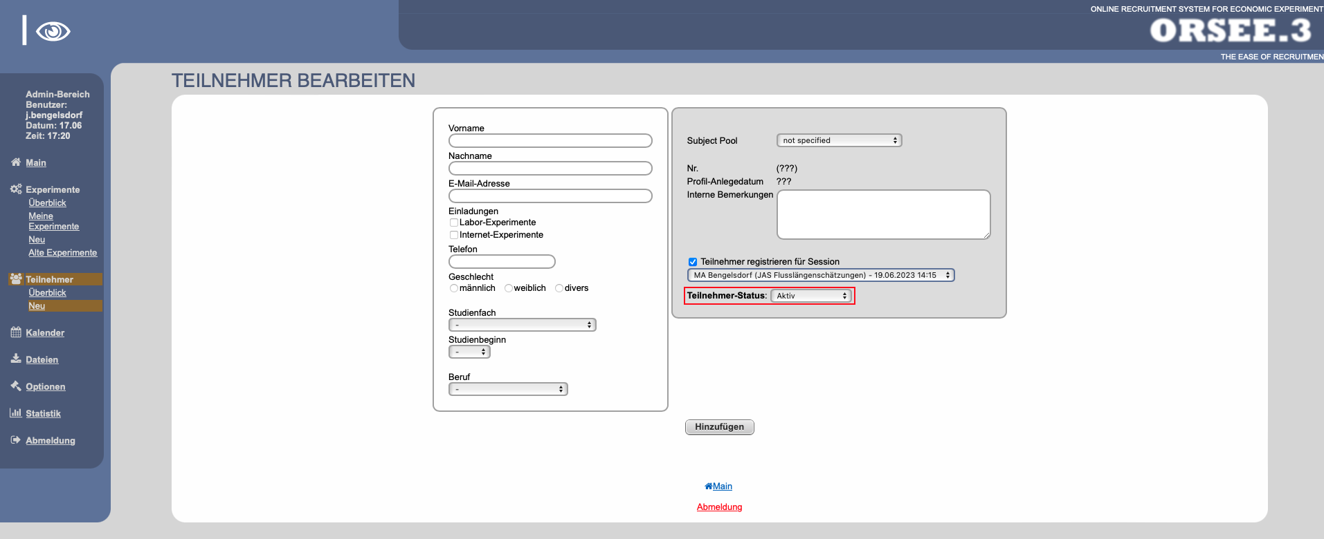 Teilnehmer hinzufügen