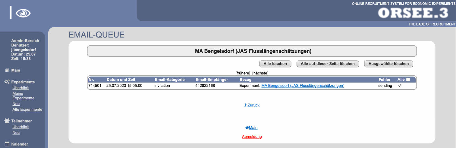 Ausgewählte E-Mail löschen