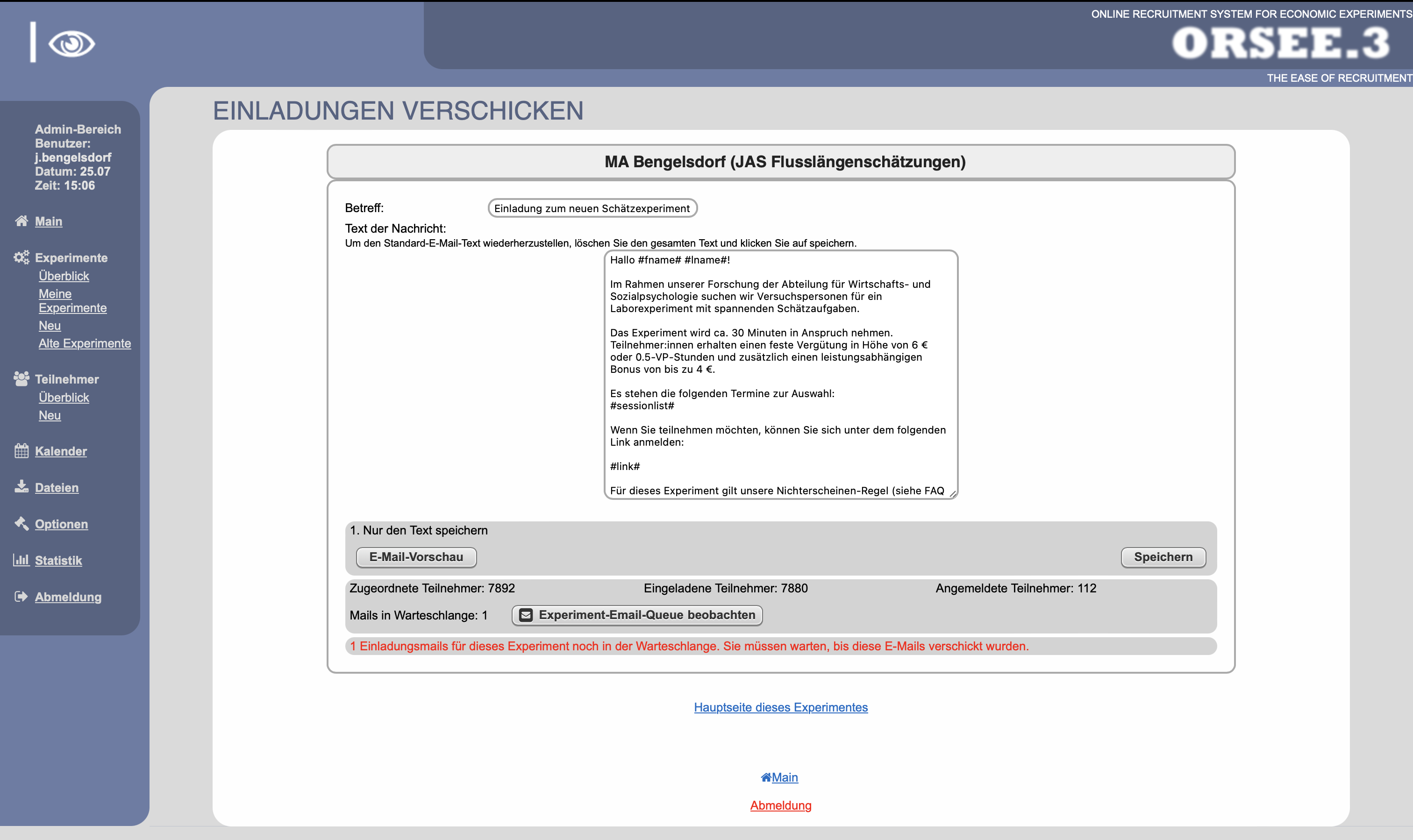 E-Mail Übersichtsseite