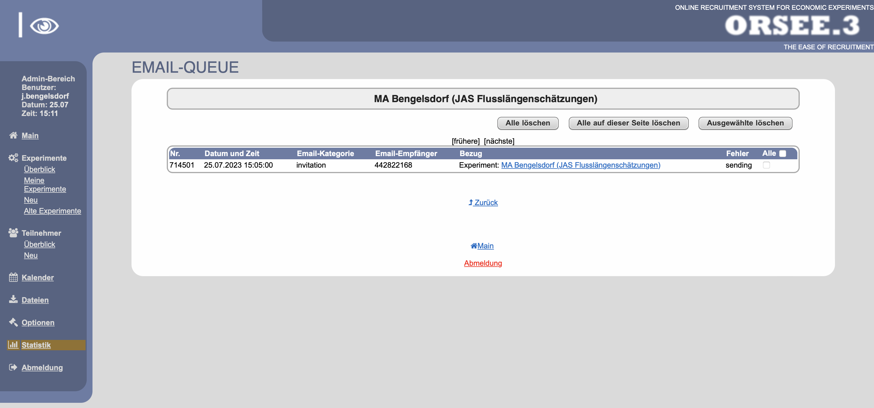 Experiment-Email-Queue beobachten