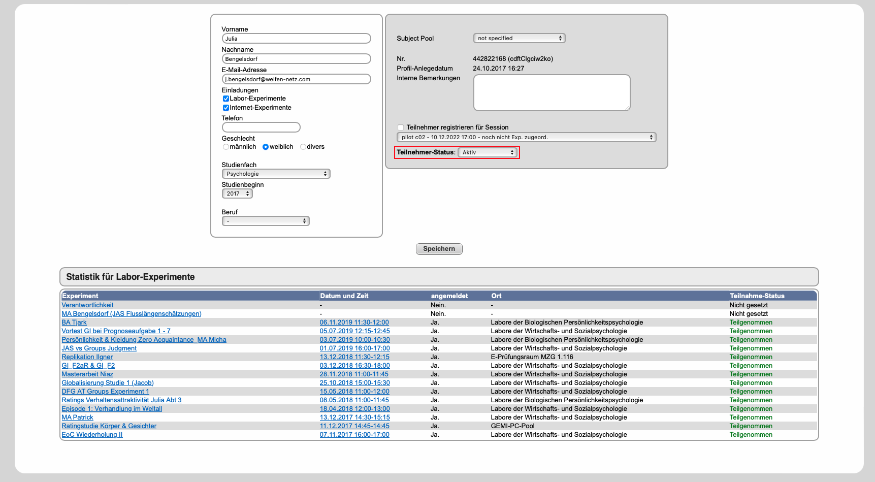 Statistik für Labor-Experimente überprüfen
