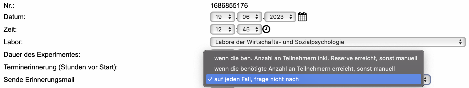 Erste Angaben zur Session
